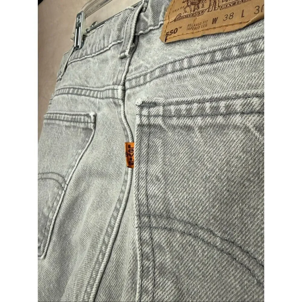 Vintage Men’s Orange Tab Levi’s 550 Light Gray RARE 34x29” 11/93